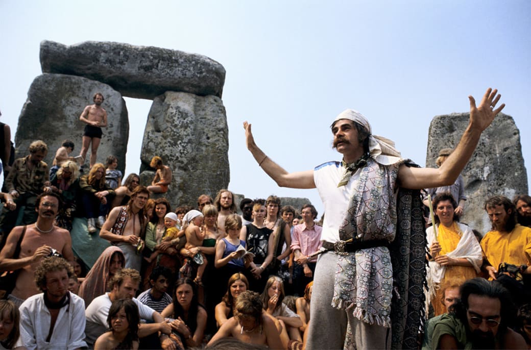 Hippies gather at Stonehenge in the UK to mark the summer solstice in 1972.