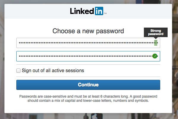 linkedin strong password