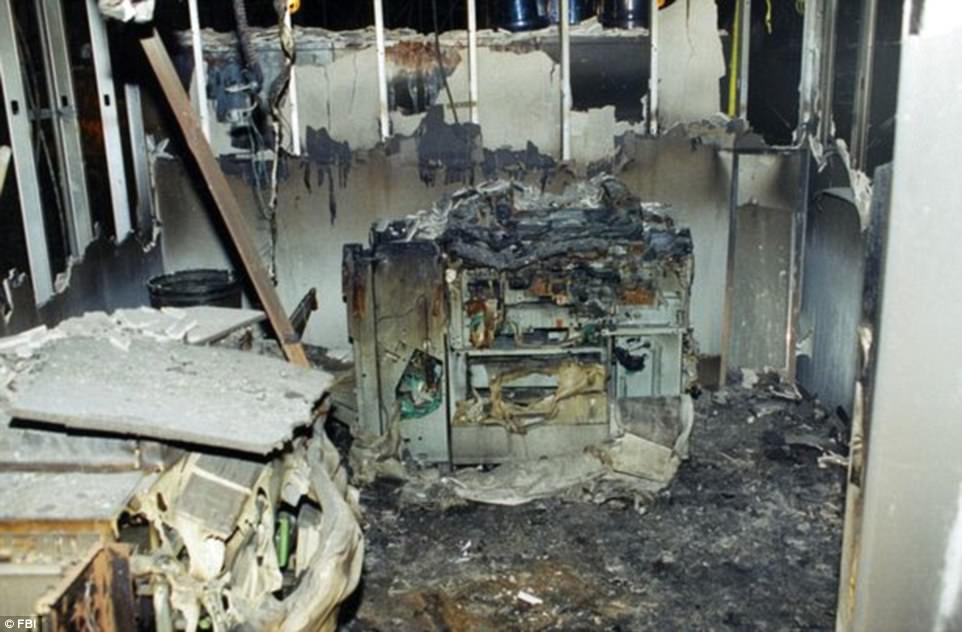 Melted and burned out office equipment is pictured above inside of the Pentagon after the terror attacks