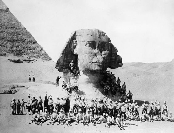 GREAT SPHINX 1882 British soldiers posing at the Great Sphinx at Giza